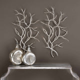 Silver Branches Metal Wall Decor, Set of 2-Accessories-High Fashion Home