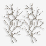 Silver Branches Metal Wall Decor, Set of 2-Accessories-High Fashion Home