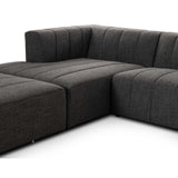 Langham Channeled 4 Piece Left Chaise Sectional w/Ottoman, Saxon Charcoal-Furniture - Sofas-High Fashion Home