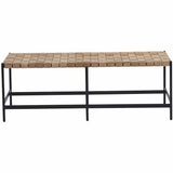 Omari Leather Bench, Light Tan-Furniture - Benches-High Fashion Home