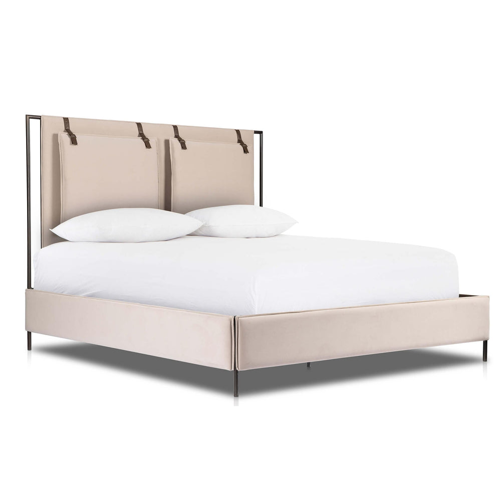 Leigh Queen Bed, Velvet Sand-Furniture - Bedroom-High Fashion Home