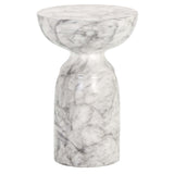 Goya Side Table, White Marble Look-Furniture - Accent Tables-High Fashion Home