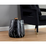 Aries Side Table, Black Marble Look-Furniture - Accent Tables-High Fashion Home