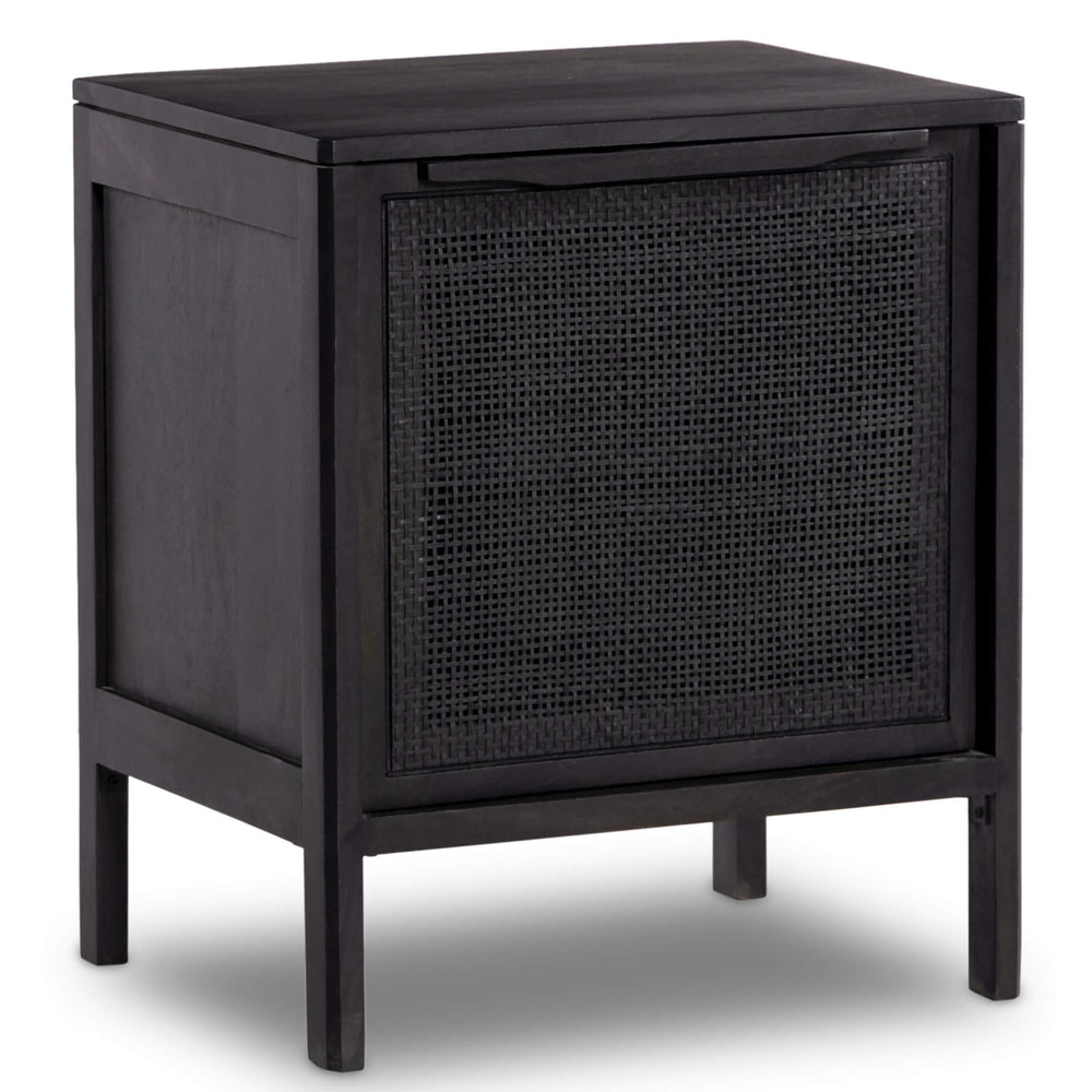 Sydney Left Nightstand, Black Wash w/Black Cane-Furniture - Bedroom-High Fashion Home