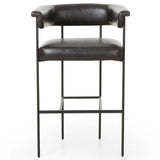 Carrie Leather Bar Stool, Sonoma Black-Furniture - Dining-High Fashion Home