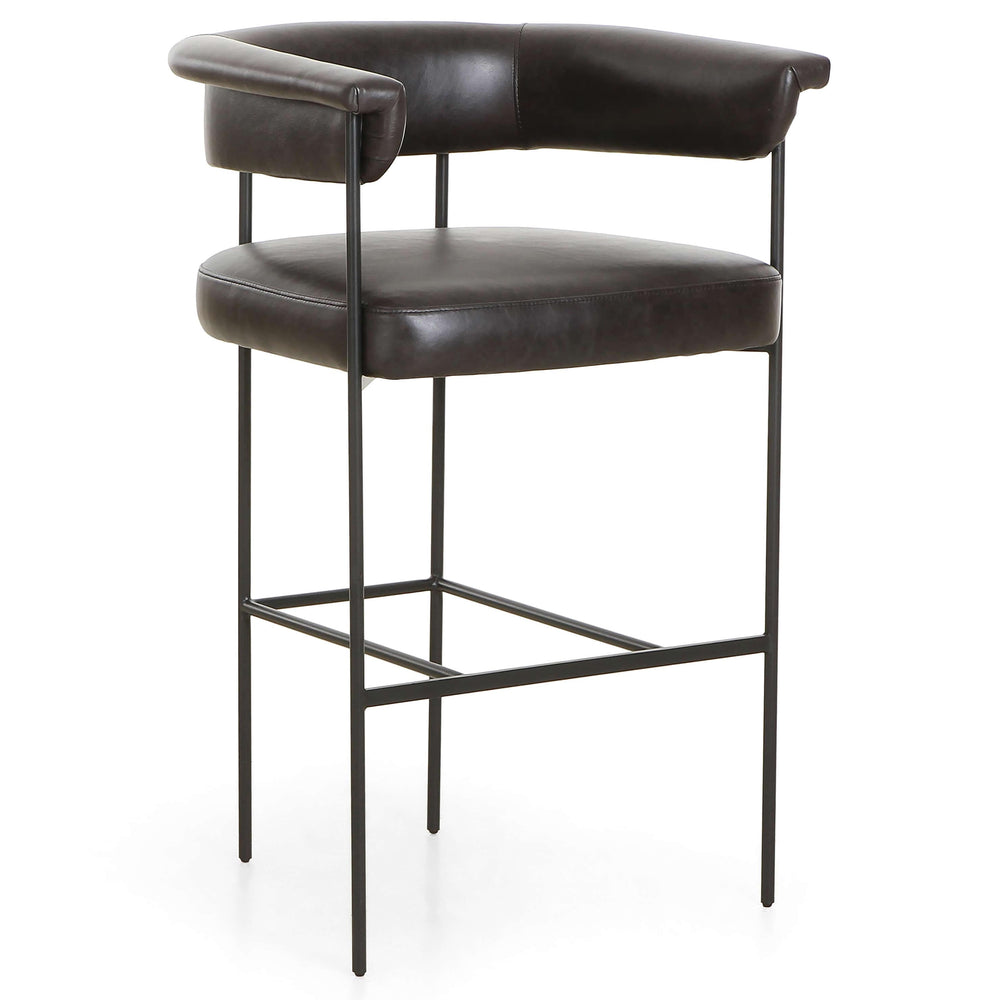 Carrie Leather Bar Stool, Sonoma Black-Furniture - Dining-High Fashion Home