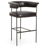 Carrie Leather Bar Stool, Sonoma Black-Furniture - Dining-High Fashion Home