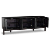 Reza Media Console, Worn Black-Furniture - Bedroom-High Fashion Home