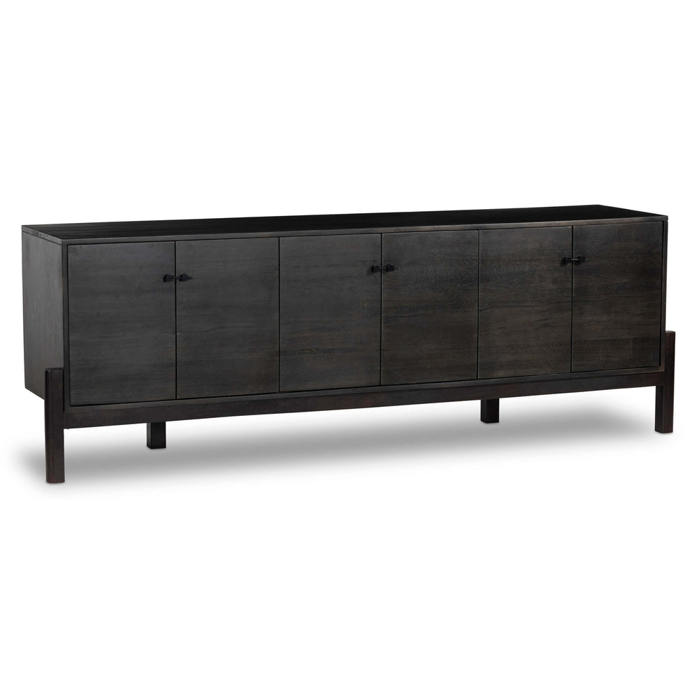 Reza Media Console, Worn Black-Furniture - Bedroom-High Fashion Home