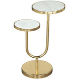 Marc Side Table, White & Gold-Furniture - Accent Tables-High Fashion Home