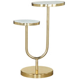 Marc Side Table, White & Gold-Furniture - Accent Tables-High Fashion Home