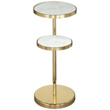 Marc Side Table, White & Gold-Furniture - Accent Tables-High Fashion Home