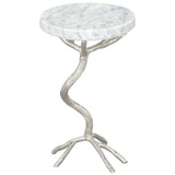 Joel Side Table, White & Silver-Furniture - Accent Tables-High Fashion Home