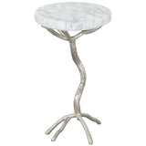 Joel Side Table, White & Silver-Furniture - Accent Tables-High Fashion Home