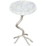 Joel Side Table, White & Silver-Furniture - Accent Tables-High Fashion Home