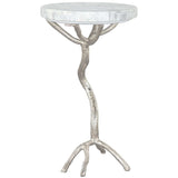 Joel Side Table, White & Silver-Furniture - Accent Tables-High Fashion Home