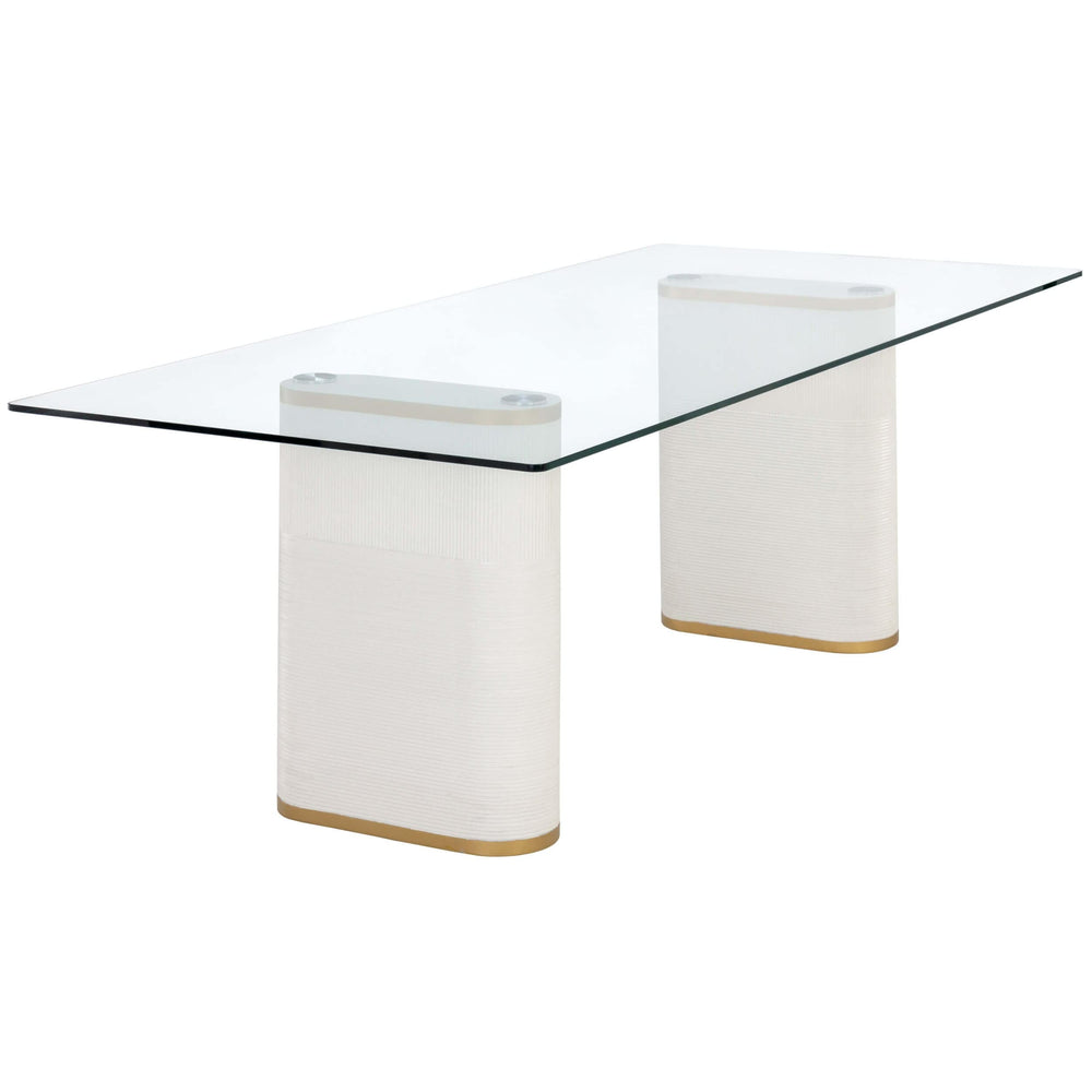 Aemond Rectangular Glass Top Dining Table, White-Furniture - Dining-High Fashion Home