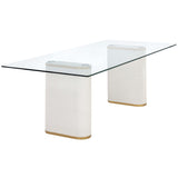 Aemond Rectangular Glass Top Dining Table, White-Furniture - Dining-High Fashion Home