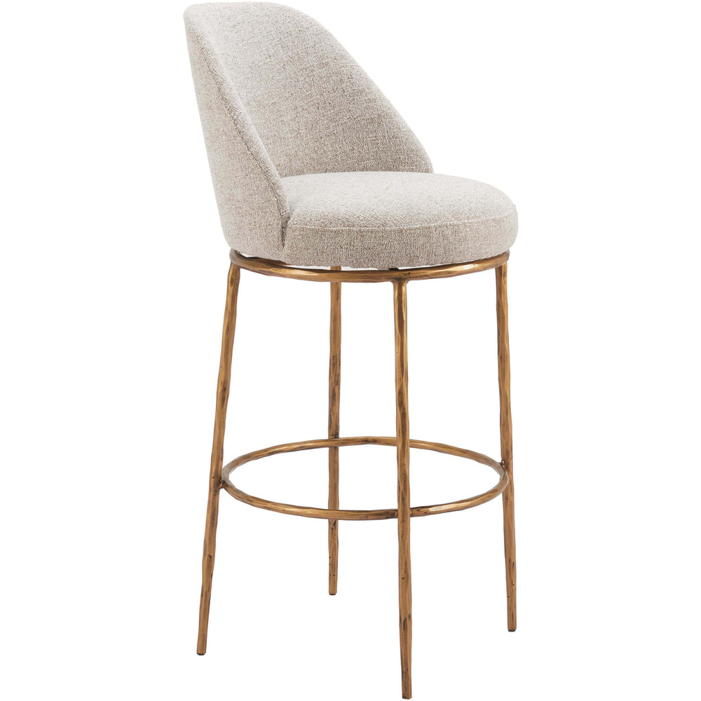 Nordhavn Swivel Barstool, Beige/Gold-Furniture - Dining-High Fashion Home