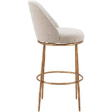 Nordhavn Swivel Barstool, Beige/Gold-Furniture - Dining-High Fashion Home