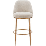 Nordhavn Swivel Barstool, Beige/Gold-Furniture - Dining-High Fashion Home