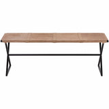 Elon Leather Bench, Sueded Light Tan-Furniture - Benches-High Fashion Home