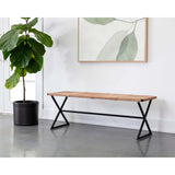 Elon Leather Bench, Sueded Light Tan-Furniture - Benches-High Fashion Home