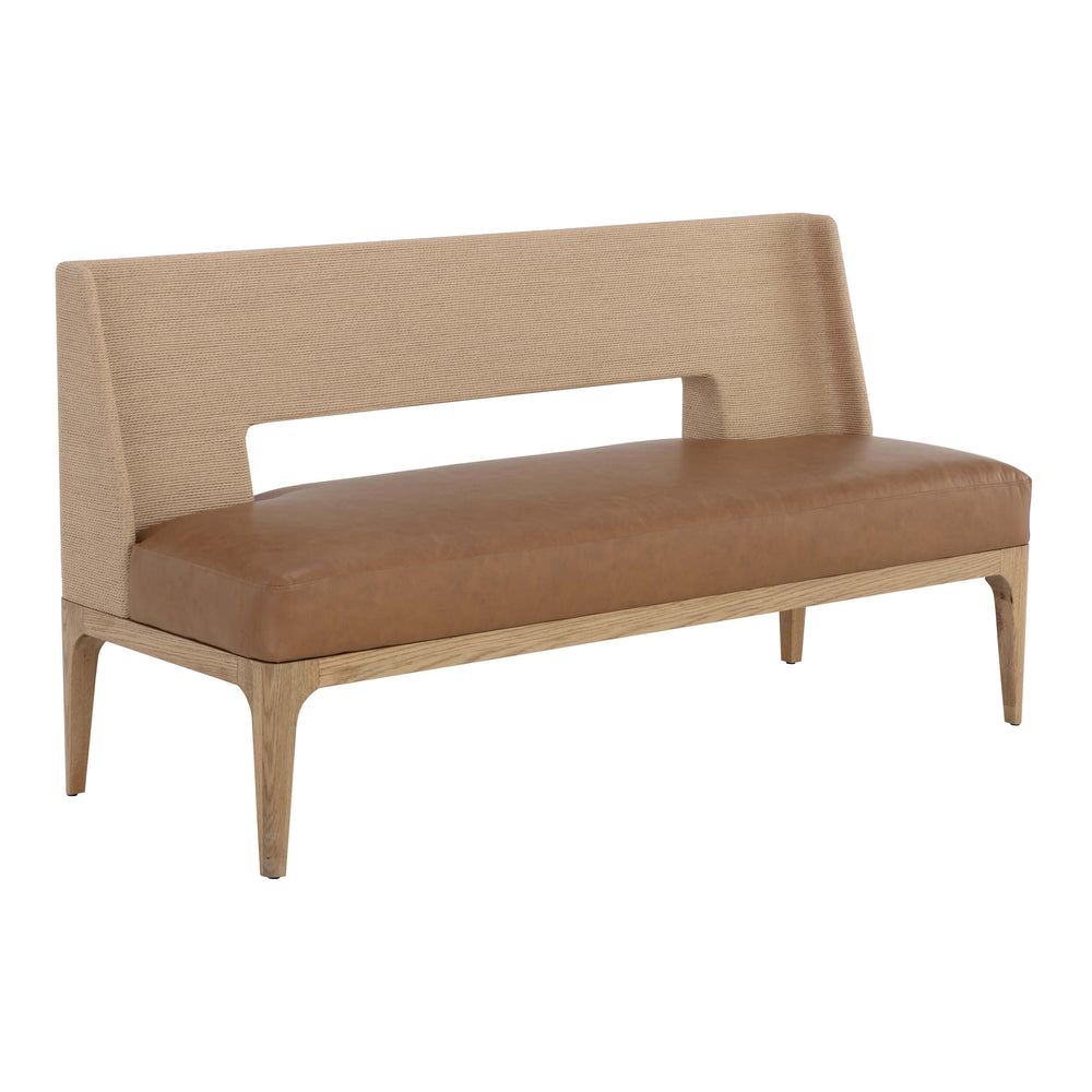 Brocco Bench, Milliken Cognac-Furniture - Benches-High Fashion Home