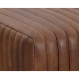 Lewin Leather Square Ottoman, Aged Cognac-Furniture - Chairs-High Fashion Home