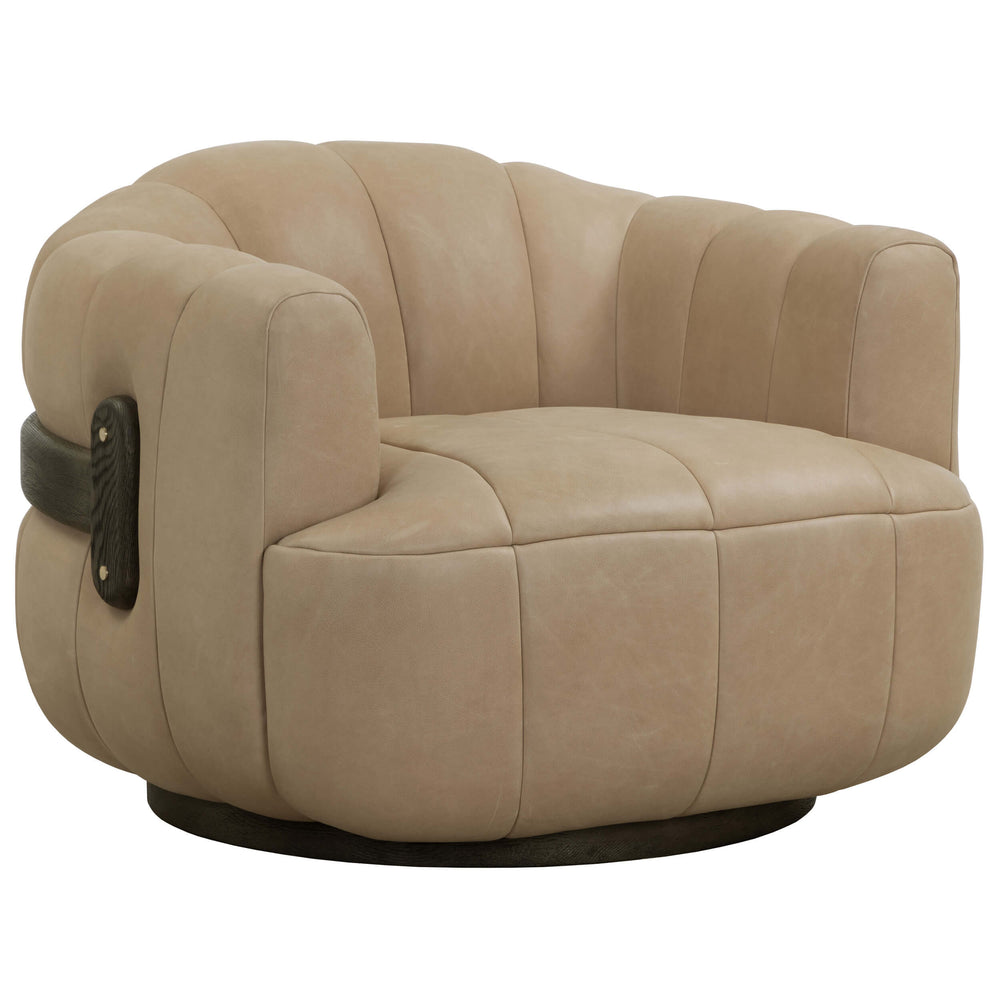 Tadeo Leather Swivel Chair, Sahara Sand-Furniture - Chairs-High Fashion Home