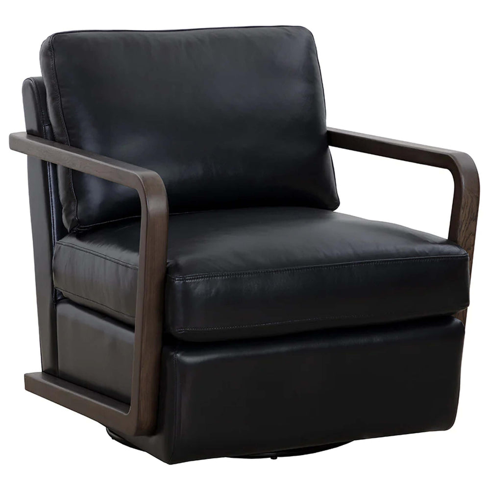 Castell Leather Swivel Chair, Cortina Black-Furniture - Chairs-High Fashion Home