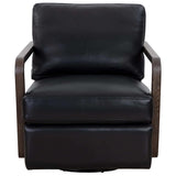 Castell Leather Swivel Chair, Cortina Black-Furniture - Chairs-High Fashion Home