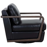 Castell Leather Swivel Chair, Cortina Black-Furniture - Chairs-High Fashion Home