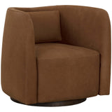 Emilie Leather Swivel Chair, Nubuck Caramel-Furniture - Chairs-High Fashion Home