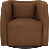 Emilie Leather Swivel Chair, Nubuck Caramel-Furniture - Chairs-High Fashion Home