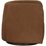 Emilie Leather Swivel Chair, Nubuck Caramel-Furniture - Chairs-High Fashion Home