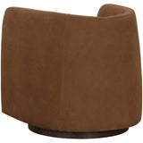 Emilie Leather Swivel Chair, Nubuck Caramel-Furniture - Chairs-High Fashion Home