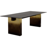 Calvosa Rectangular Glass Top Dining Table, Gold Black Ombre-Furniture - Dining-High Fashion Home