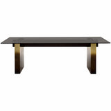 Calvosa Rectangular Glass Top Dining Table, Gold Black Ombre-Furniture - Dining-High Fashion Home