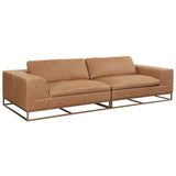 Ira Leather Sofa, Camel-Furniture - Sofas-High Fashion Home