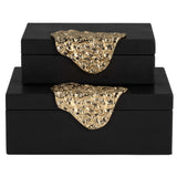 Leather Box, Black/Gold-Accessories-High Fashion Home