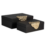 Leather Box, Black/Gold-Accessories-High Fashion Home