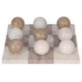 Marble Tic-Tac-Toe, White/Beige-Accessories-High Fashion Home