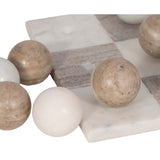 Marble Tic-Tac-Toe, White/Beige-Accessories-High Fashion Home