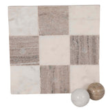 Marble Tic-Tac-Toe, White/Beige-Accessories-High Fashion Home