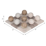 Marble Tic-Tac-Toe, White/Beige-Accessories-High Fashion Home