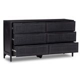 Sydney 6 Drawer Dresser, Black Wash w/Black Cane-Furniture - Bedroom-High Fashion Home