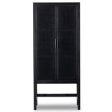 Caprice Narrow Cabinet, Black Wash w/Black Cane-Furniture - Storage-High Fashion Home