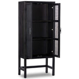 Caprice Narrow Cabinet, Black Wash w/Black Cane-Furniture - Storage-High Fashion Home