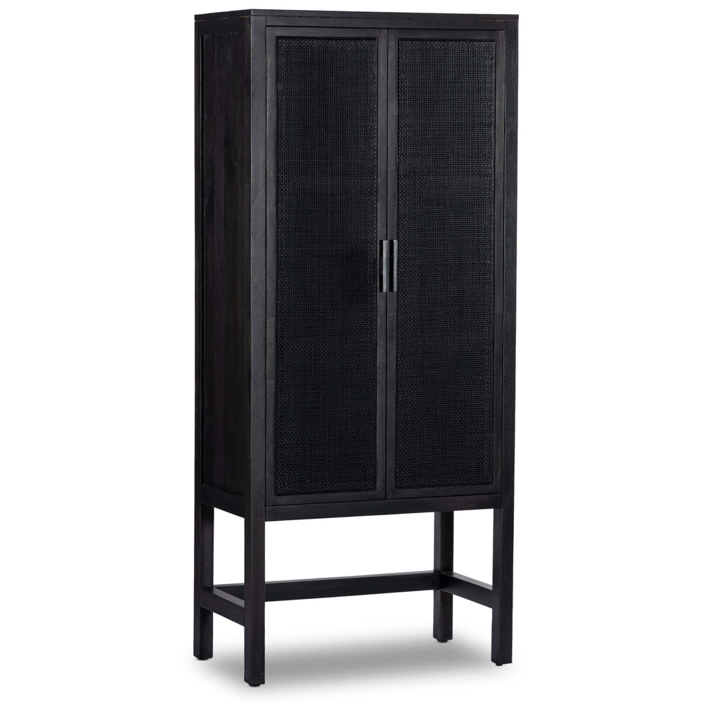 Caprice Narrow Cabinet, Black Wash w/Black Cane-Furniture - Storage-High Fashion Home